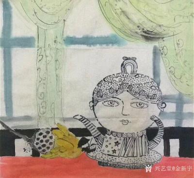 金新宇日记-《美人壶》“友人赠我美人壶，眼含秋波雪如肤。穿着颇有胡姬味，珠满玉圆脸嘟嘟。日可【图1】