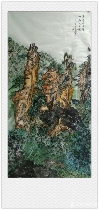 张杰栋日记-哪个好？两幅《秀色天下绝，山高人未识》国画山水画，尺寸68*138cm，刚完成，【图1】