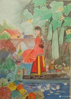 艺术家陈刚日记:今日画了一幅农民画，创作，半成品，想想再加别的。
两天暴雨【图1】