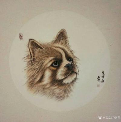 马新荣日记-新作《牧羊犬》狗狗三幅，猫咪三幅《乐趣》《幸福相伴》，尺寸68X68卡纸，喜欢吗【图3】