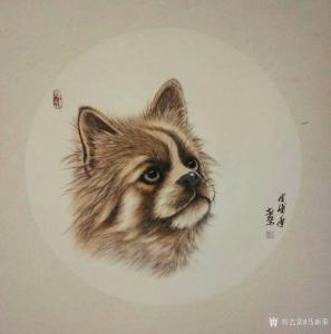 马新荣国画作品《宠物狗》价格1000.00元