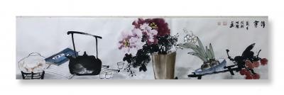 汪琼日记-《碧玉妆成》，《清贡》，《夏荷》，国画花鸟画新作三幅，尺寸四尺对开34x134c【图1】