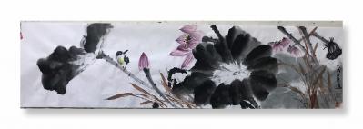 汪琼日记-《碧玉妆成》，《清贡》，《夏荷》，国画花鸟画新作三幅，尺寸四尺对开34x134c【图3】