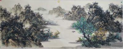 纪玉光日记-完成客户定制的国画山水画作品，着色完毕，准备题款，【图2】