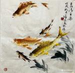 冯增木日志-《祥和自如》《泉清鱼乐》《》近作几幅斗方彩鱼，略施金粉，效果【图2】