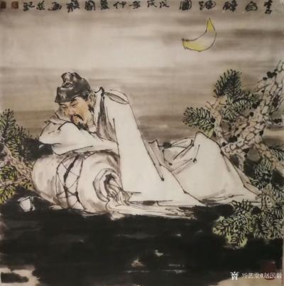 赵国毅日记-《李白醉酒图》，国画人物画新作，尺寸68x68cm，首发，请欣赏【图1】