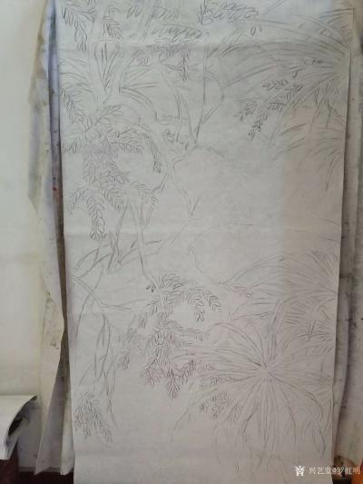 罗虹明日记-创作来源于生活，看到公园一处景色很美。就想把它搬到到我的画里面，配上奶奶家的大黄【图3】