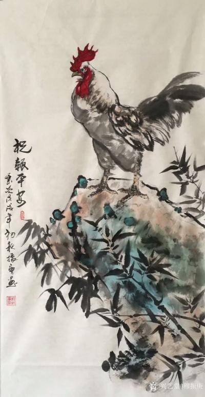 穆振庚日记-戊戍初秋新作《永远的朋友》，《观沧海》，《风雪枭雄》，《祝报平安》，国画动物画，【图4】