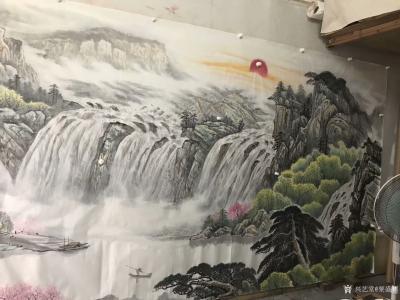 粟盛林日记-六米国画山水画完功！分享作品合影留念。【图2】