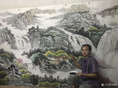 粟盛林日记-六米国画山水画完功！分享作品合影留念。【图3】