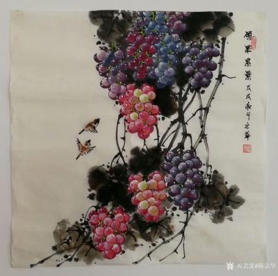 韩宗华日记-金秋画作《事事如意》，《多子多福》，《硕果累累》，柿子、石榴当然还有葡萄，请君品【图4】