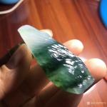 罗邵华藏宝-玉石两枚：冰种山水瓢花胶感好，有味道特色，尺寸66-20.7【图1】