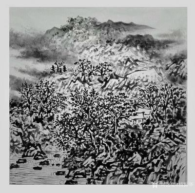 杨振华日记-新作《青山聚秀》三幅，绘制过程分享，国画山水画，尺寸60*60cm【图2】