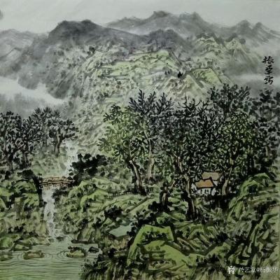 杨振华日记-新作《青山聚秀》三幅，绘制过程分享，国画山水画，尺寸60*60cm【图3】