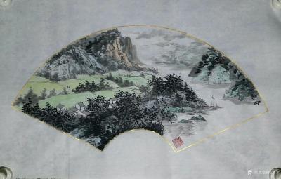 张喜才日记-扇面山水画25x53Cm《蒼林雅居》
扇面山水画25x53cm，《春晓》，请欣【图2】