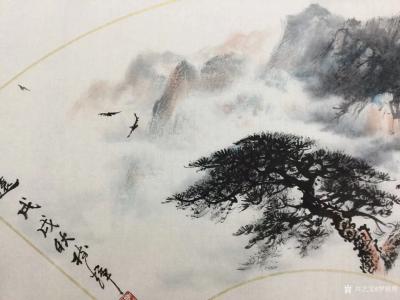 罗树辉日记-新创作扇面《远观》，国画苍松，请欣赏【图3】