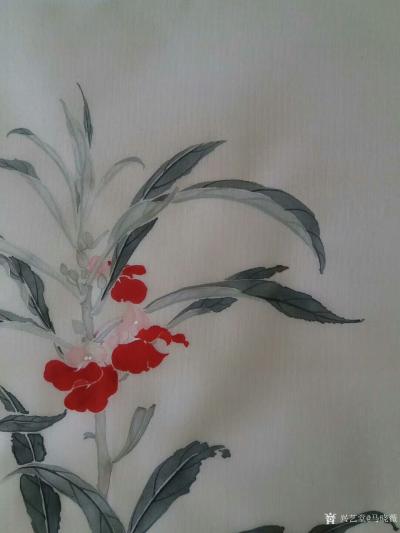 马晓薇日记-曲阑凤子花开后，捣入金盆瘦。银甲暂教除，染上春纤，一夜深红透。完成国画写生花卉作【图2】