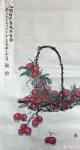 周居安日志-又作《人间佳果荔枝满框图》，尺寸四尺68*138cm，整张竖【图1】