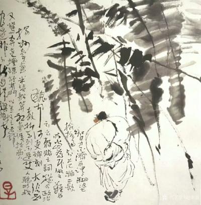 赵承锐收藏-我正在作着一幅繁琐的8平的彩墨作品，小憩时读到《六根》平台的一份链接，杰出的画家【图5】