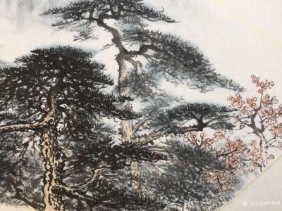 罗树辉日记-新创作扇面《迴响》，国画苍松，请欣赏【图4】