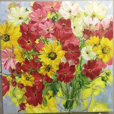 周海波日记-北欧花卉，尺寸 80x80cm，成品油画，欢迎订购【图1】