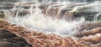 袁峰日记-黄河之水天上来 奔流到海不复回……国画山水画《黄河》系列作品欣赏。【图4】