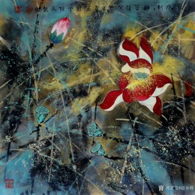 赵承锐日记-【赵承锐的水墨世界】彩墨作品《秋水新新醉花蔭》《春日》，尺寸60x60cm,（已【图1】