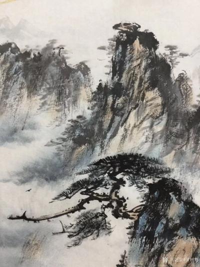 罗树辉日记-新创作扇面《山河万里清气浓》，国画苍松，请欣赏【图2】