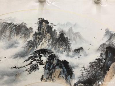 罗树辉日记-新创作扇面《山河万里清气浓》，国画苍松，请欣赏【图3】