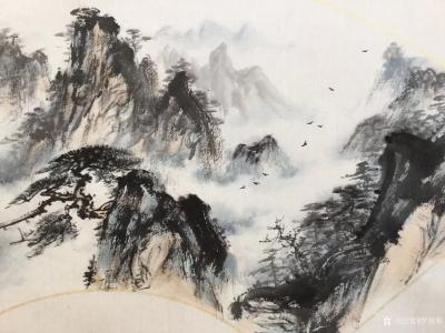 罗树辉日记-新创作扇面《山河万里清气浓》，国画苍松，请欣赏【图4】