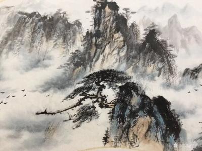 罗树辉日记-新创作扇面《山河万里清气浓》，国画苍松，请欣赏【图5】