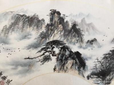 罗树辉日记-新创作扇面《山河万里清气浓》，国画苍松，请欣赏【图6】