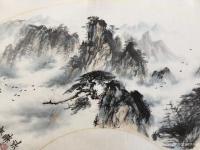 艺术家罗树辉日记:新创作扇面《山河万里清气浓》，国画苍松，请欣赏【图5】