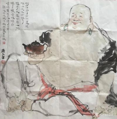 金新宇日记-著名人物画家孙戈老师画人物、广生兄赋诗、俺画个小壶，有点意思，各位晚上好。
广【图1】