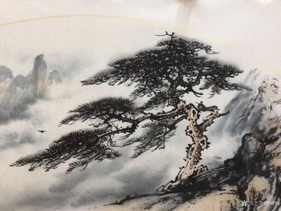 罗树辉日记-刚刚完成扇面：《清风挺松柏，逸气上烟霞》,请欣赏【图1】