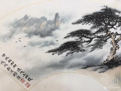 罗树辉日记-刚刚完成扇面：《清风挺松柏，逸气上烟霞》,请欣赏【图2】