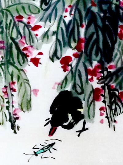 龚光万日记-今作国画《凤仙花》一纸，“洞箫一曲是谁家?河汉西流月半斜。要染纤纤红指甲,金盆夜【图3】