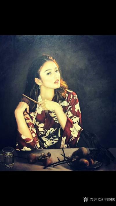 王晓鹏日记-我的油画作品《梳头女孩》，模特，还有这位宁波女孩的近照。美丽的画面，值得分享。【图1】