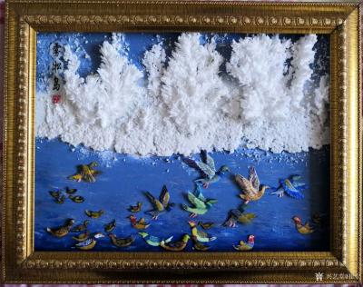 崔宁日记-雕刻作品~雾凇系列:《粉妆玉砌裹银装》，材料:EPS乙烯板，工艺:分多层雕刻的，【图1】