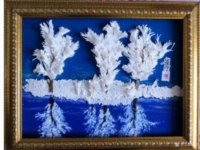 崔宁日记-雕刻作品~雾凇系列:《粉妆玉砌裹银装》，材料:EPS乙烯板，工艺:分多层雕刻的，【图2】