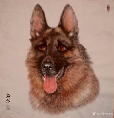 马新荣日记-《忠诚卫士》，国画工笔动物画，忠诚卫士，尺寸68x68厘米，喜欢可订制【图1】