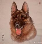 马新荣日志-《忠诚卫士》，国画工笔动物画，忠诚卫士，尺寸68x68厘米，【图1】