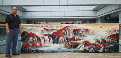 宁建华日记-小丈二彩墨山水画《鸿运当头》，98x360cm，近期完成的客户订制作品，献给老师【图2】