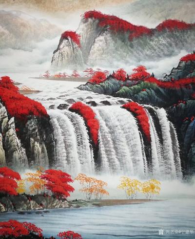 宁建华日记-小丈二彩墨山水画《鸿运当头》，98x360cm，近期完成的客户订制作品，献给老师【图3】
