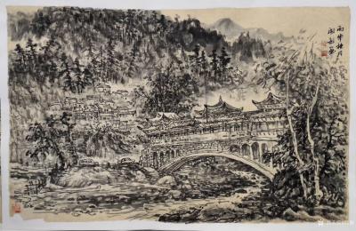 阎敏日记-国画写生山水画作品《山村》《峡谷秋风》《雨后》。潘天寿：学画，宁可稚气、野气、霸【图1】