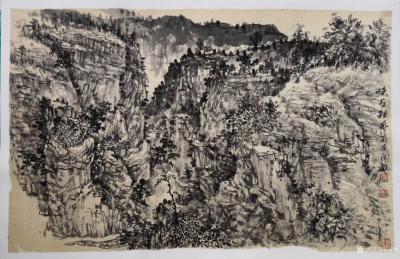 阎敏日记-国画写生山水画作品《山村》《峡谷秋风》《雨后》。潘天寿：学画，宁可稚气、野气、霸【图3】