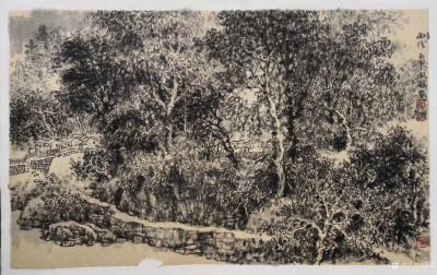 阎敏日记-国画写生山水画作品《山村》《峡谷秋风》《雨后》。潘天寿：学画，宁可稚气、野气、霸【图4】