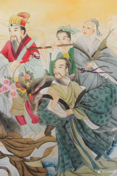 韩梅日记-新作工笔人物画《八仙过海》，尺寸98x180cm，请欣赏，手工绘制，欢迎订制【图2】