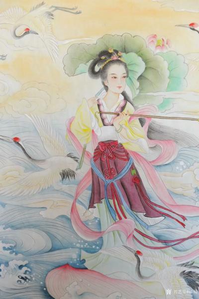 韩梅日记-新作工笔人物画《八仙过海》，尺寸98x180cm，请欣赏，手工绘制，欢迎订制【图5】