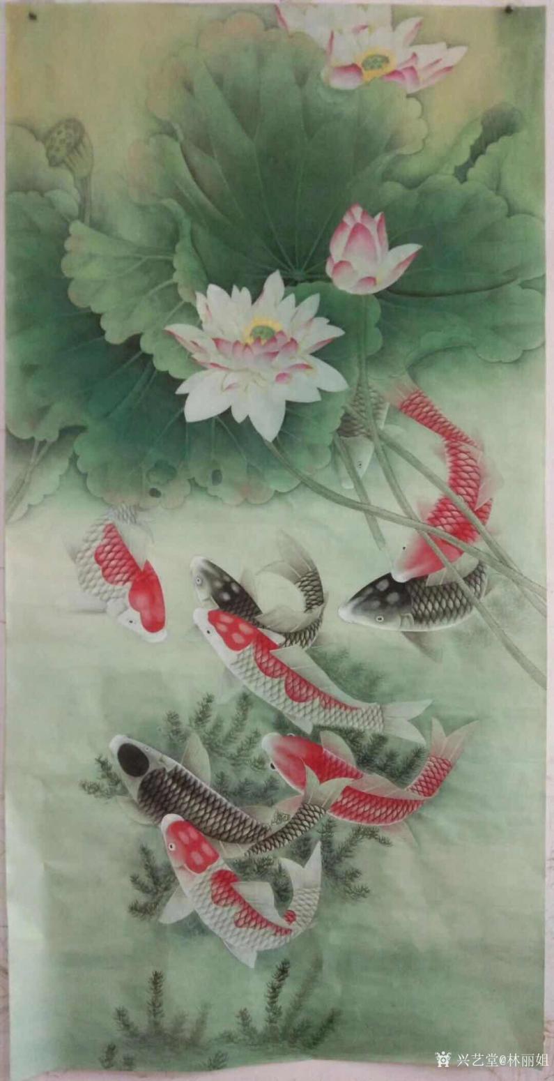 林丽姐国画作品《连年有余》【图0】